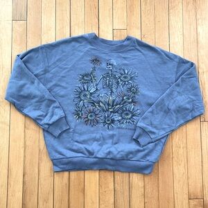 American Eagle XS Blue Happy Skeleton sweatshirt